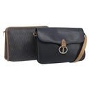 Christian Dior Honeycomb Canvas Shoulder Bag PVC 2 Set Black Auth 204274-1