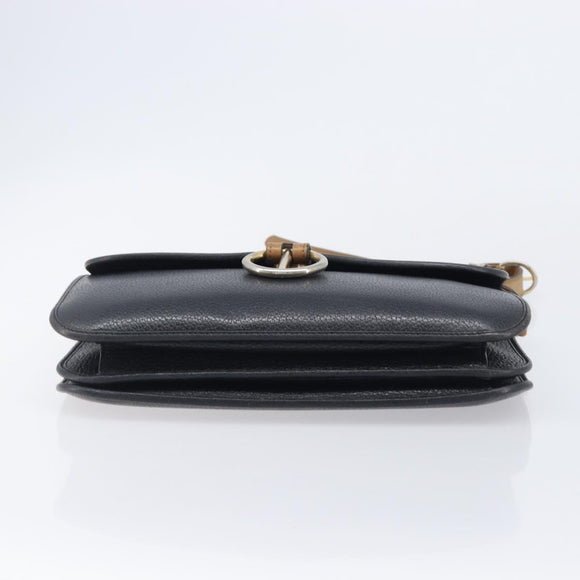 Christian Dior Honeycomb Canvas Shoulder Bag PVC 2 Set Black Auth 204274