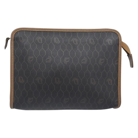 Christian Dior Honeycomb Canvas Shoulder Bag PVC 2 Set Black Auth 204274