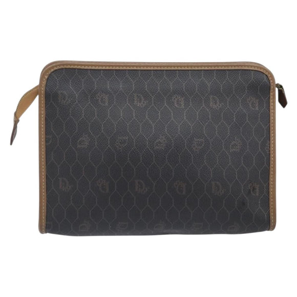 Christian Dior Honeycomb Canvas Shoulder Bag PVC 2 Set Black Auth 204274