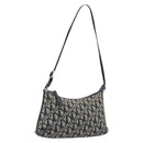 Christian Dior Trotter Canvas Shoulder Bag Black Silver Auth 204279A-1