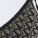 Christian Dior Trotter Canvas Shoulder Bag Black Silver Auth 204279A-10