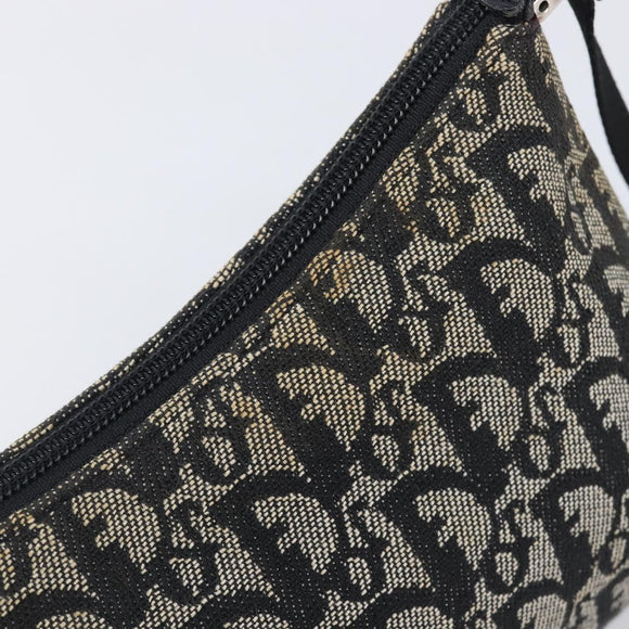 Christian Dior Trotter Canvas Shoulder Bag Black Silver Auth 204279A