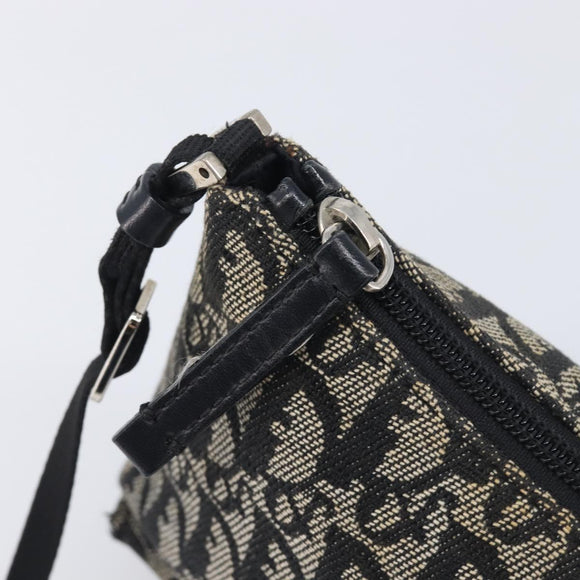 Christian Dior Trotter Canvas Shoulder Bag Black Silver Auth 204279A