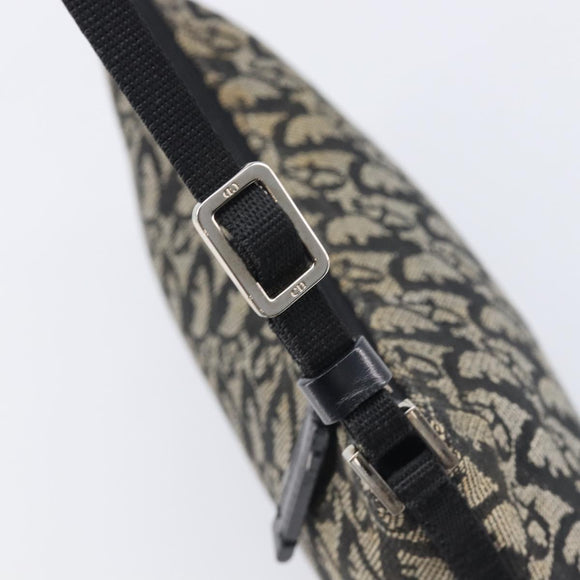 Christian Dior Trotter Canvas Shoulder Bag Black Silver Auth 204279A