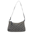 Christian Dior Trotter Canvas Shoulder Bag Black Silver Auth 204279A-13