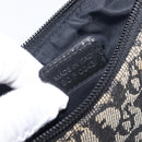 Christian Dior Trotter Canvas Shoulder Bag Black Silver Auth 204279A-12