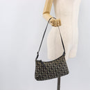 Christian Dior Trotter Canvas Shoulder Bag Black Silver Auth 204279A-23