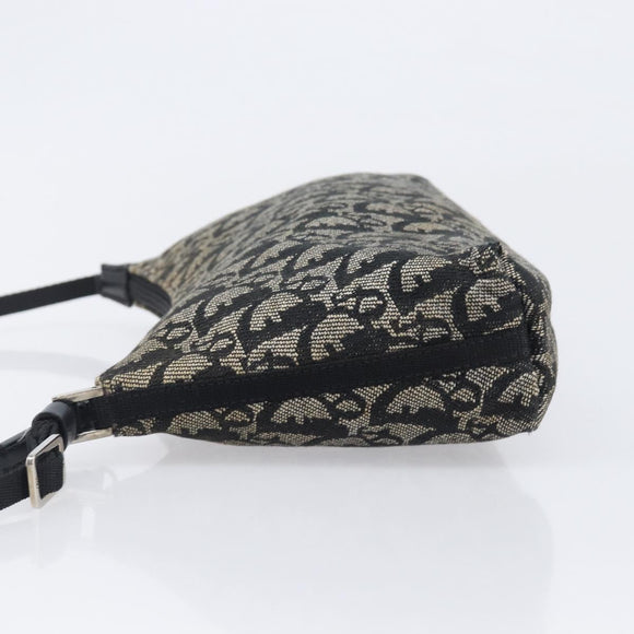 Christian Dior Trotter Canvas Shoulder Bag Black Silver Auth 204279A