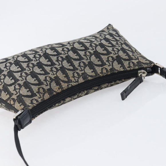 Christian Dior Trotter Canvas Shoulder Bag Black Silver Auth 204279A