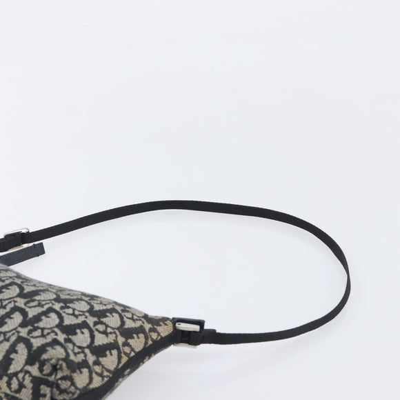 Christian Dior Trotter Canvas Shoulder Bag Black Silver Auth 204279A