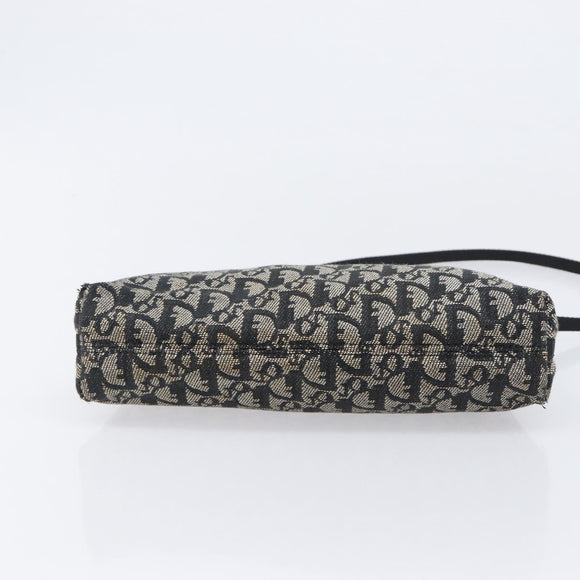 Christian Dior Trotter Canvas Shoulder Bag Black Silver Auth 204279A