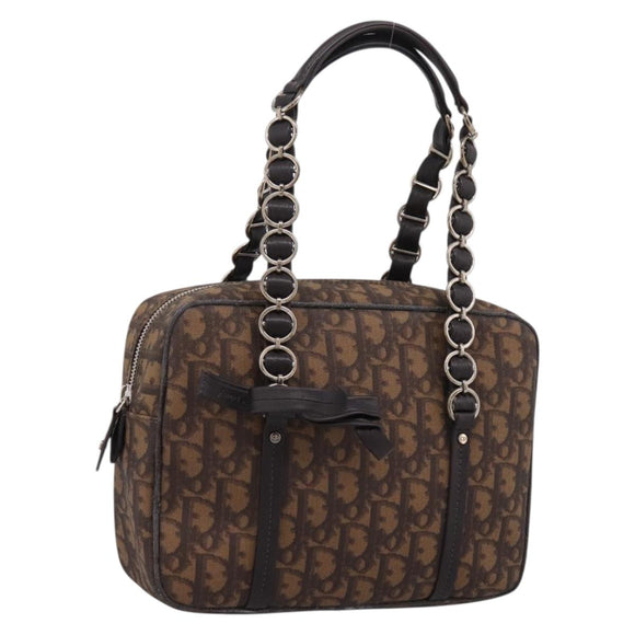 Christian Dior Trotter Romantic Shoulder Bag PVC Brown Silver Auth 204280
