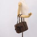 Christian Dior Trotter Romantic Shoulder Bag PVC Brown Silver Auth 204280-23