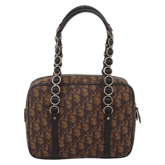 Christian Dior Trotter Romantic Shoulder Bag PVC Brown Silver Auth 204280