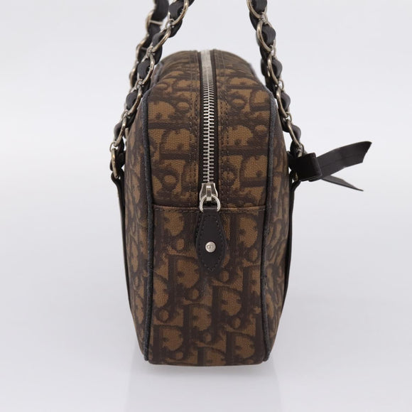 Christian Dior Trotter Romantic Shoulder Bag PVC Brown Silver Auth 204280