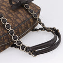 Christian Dior Trotter Romantic Shoulder Bag PVC Brown Silver Auth 204280-7