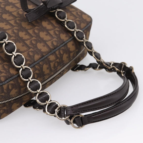 Christian Dior Trotter Romantic Shoulder Bag PVC Brown Silver Auth 204280
