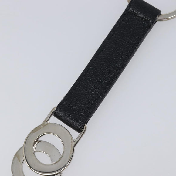 BVLGARI Strap Leather Black Silver Auth 204283A