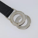 BVLGARI Strap Leather Black Silver Auth 204283A-11