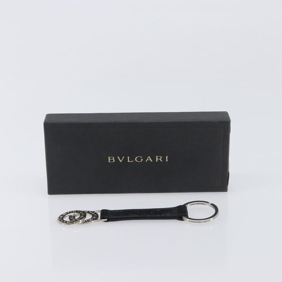 BVLGARI Strap Leather Black Silver Auth 204283A
