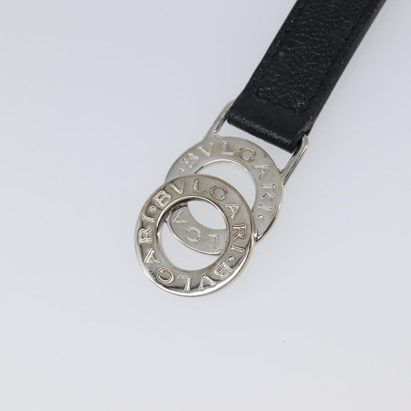 BVLGARI Strap Leather Black Silver Auth 204283A
