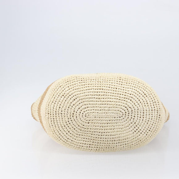 Tory Burch Tote Bag Raffia Beige Gold Tone Auth 204285A
