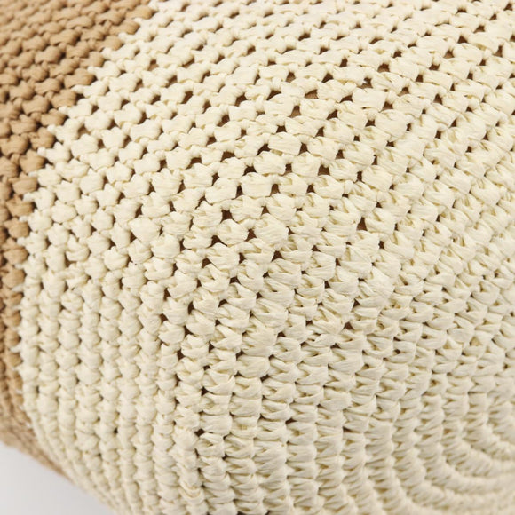 Tory Burch Tote Bag Raffia Beige Gold Tone Auth 204285A