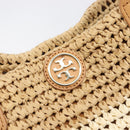 Tory Burch Tote Bag Raffia Beige Gold Tone Auth 204285A-16