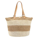 Tory Burch Tote Bag Raffia Beige Gold Tone Auth 204285A-3