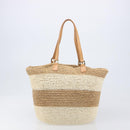 Tory Burch Tote Bag Raffia Beige Gold Tone Auth 204285A-4