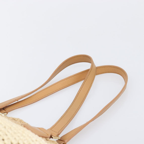 Tory Burch Tote Bag Raffia Beige Gold Tone Auth 204285A