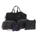 PRADA Shoulder Bag Nylon Leather 5 Set Black Purple Auth 204287-1