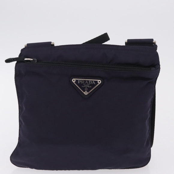 PRADA Shoulder Bag Nylon Leather 5 Set Black Purple Auth 204287
