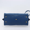 SAINT LAURENT Cavas Chic Hand Bag Leather 2way Blue Gold 279079 Auth 204300A-5