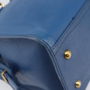 SAINT LAURENT Cavas Chic Hand Bag Leather 2way Blue Gold 279079 Auth 204300A-17