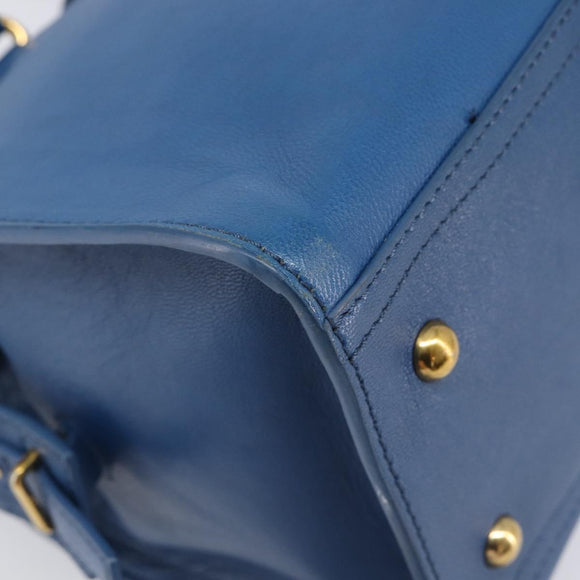 SAINT LAURENT Cavas Chic Hand Bag Leather 2way Blue Gold 279079 Auth 204300A