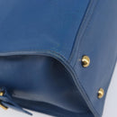 SAINT LAURENT Cavas Chic Hand Bag Leather 2way Blue Gold 279079 Auth 204300A-19