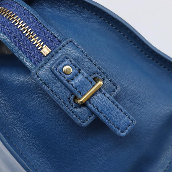 SAINT LAURENT Cavas Chic Hand Bag Leather 2way Blue Gold 279079 Auth 204300A