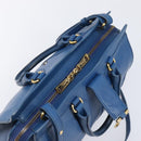 SAINT LAURENT Cavas Chic Hand Bag Leather 2way Blue Gold 279079 Auth 204300A-22