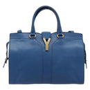 SAINT LAURENT Cavas Chic Hand Bag Leather 2way Blue Gold 279079 Auth 204300A-13