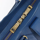 SAINT LAURENT Cavas Chic Hand Bag Leather 2way Blue Gold 279079 Auth 204300A-23