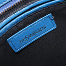 SAINT LAURENT Cavas Chic Hand Bag Leather 2way Blue Gold 279079 Auth 204300A-24