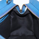 SAINT LAURENT Cavas Chic Hand Bag Leather 2way Blue Gold 279079 Auth 204300A-25