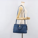 SAINT LAURENT Cavas Chic Hand Bag Leather 2way Blue Gold 279079 Auth 204300A-29