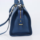 SAINT LAURENT Cavas Chic Hand Bag Leather 2way Blue Gold 279079 Auth 204300A-3