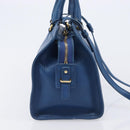 SAINT LAURENT Cavas Chic Hand Bag Leather 2way Blue Gold 279079 Auth 204300A-4
