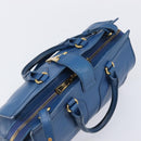 SAINT LAURENT Cavas Chic Hand Bag Leather 2way Blue Gold 279079 Auth 204300A-6