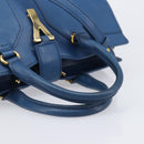 SAINT LAURENT Cavas Chic Hand Bag Leather 2way Blue Gold 279079 Auth 204300A-7
