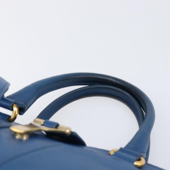 SAINT LAURENT Cavas Chic Hand Bag Leather 2way Blue Gold 279079 Auth 204300A